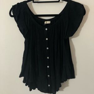 pacsun la hearts black button up top
